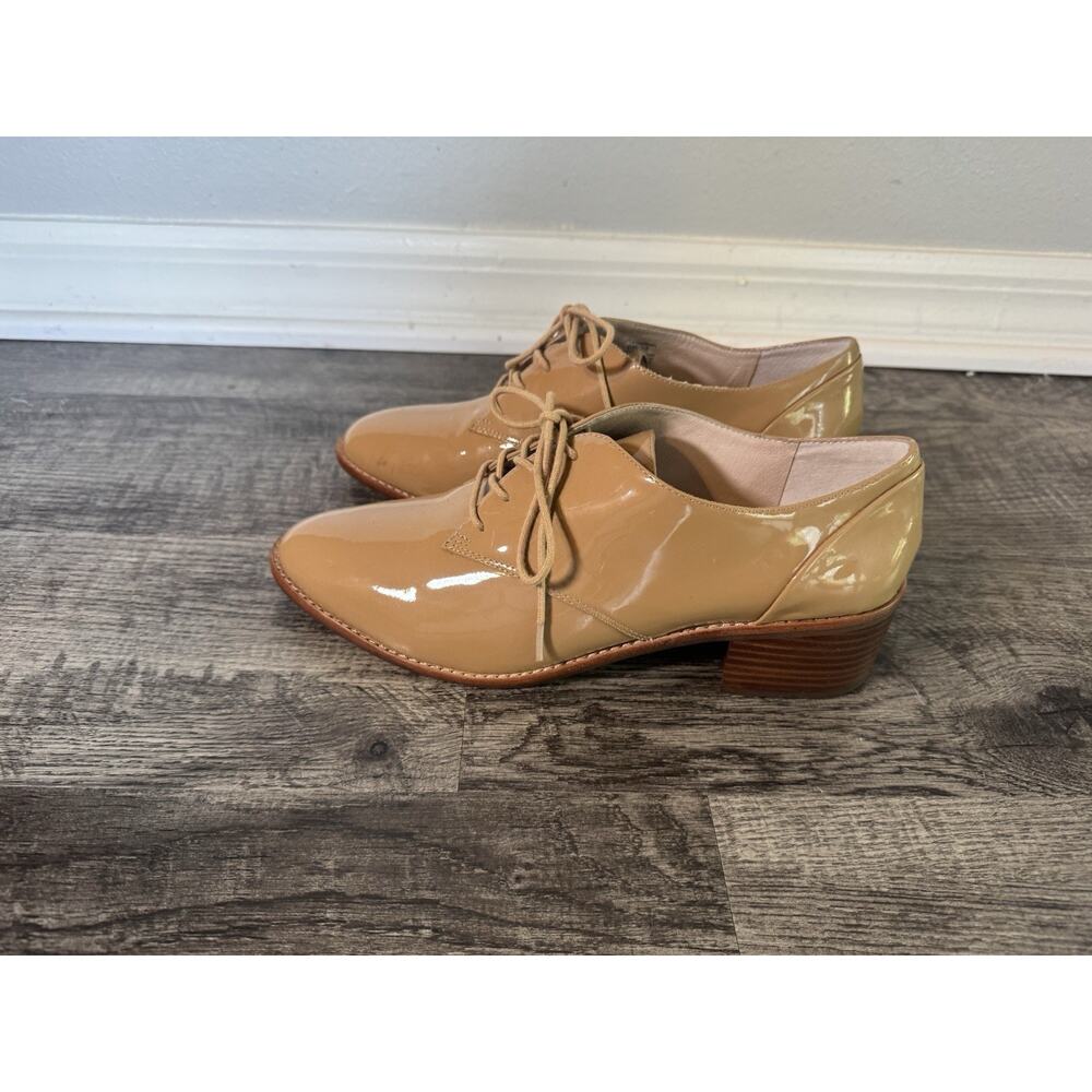 Louise et Cie Patent Oxford Shoes 9M Tan Lace-Up Block Heel Vintage Inspired - Picture 3 of 16